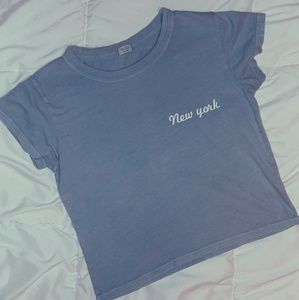 Women's baby blue New York crop top